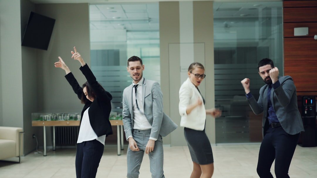 team celebrating business success